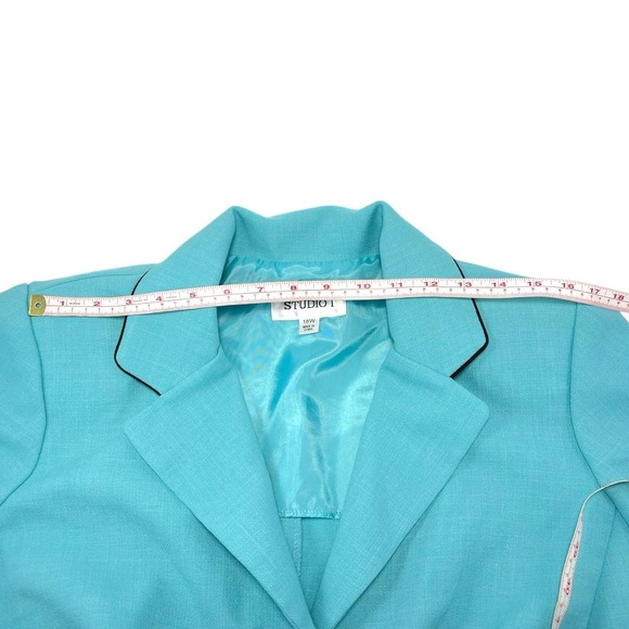 Studio I 18W Teal Blazer Jacket Short Sleeve Business Church Grandma Mom Core - Picture 2 of 10